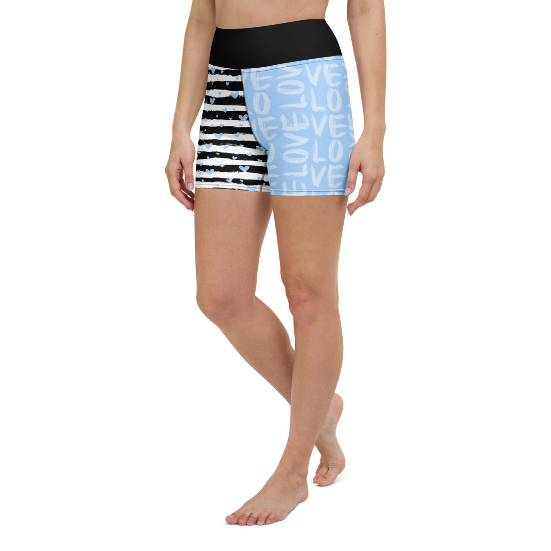 Striped Sweetheart Romance Yoga Shorts