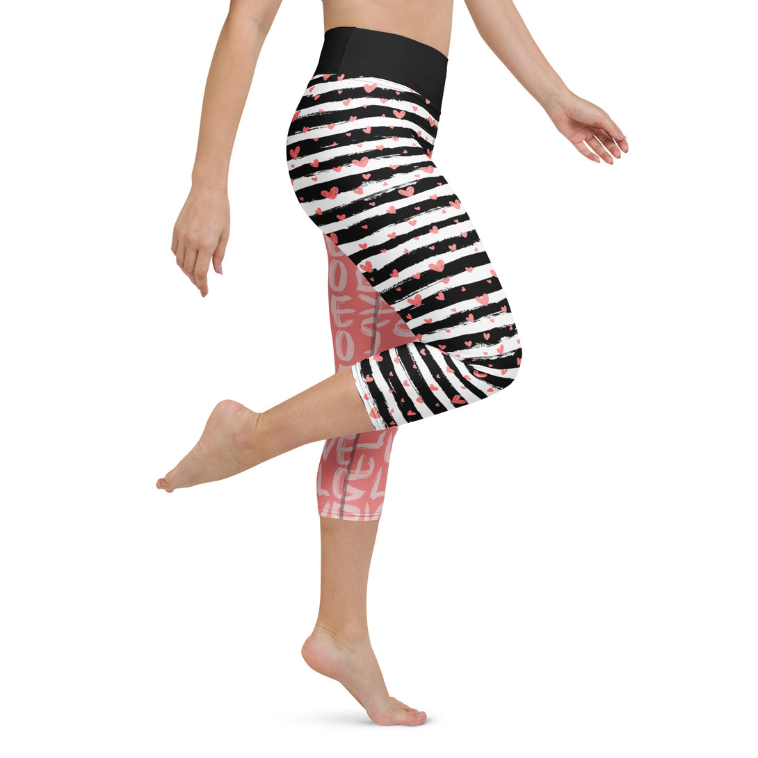 Striped Sweetheart Romance Yoga Capris
