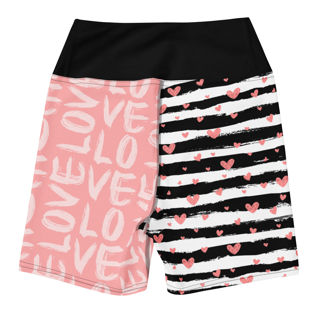 Striped Sweetheart Romance Yoga Shorts