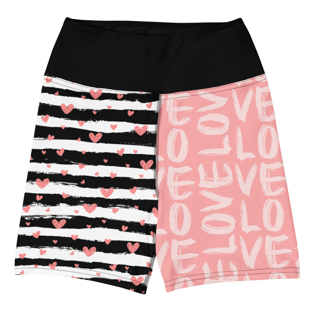 Striped Sweetheart Romance Yoga Shorts