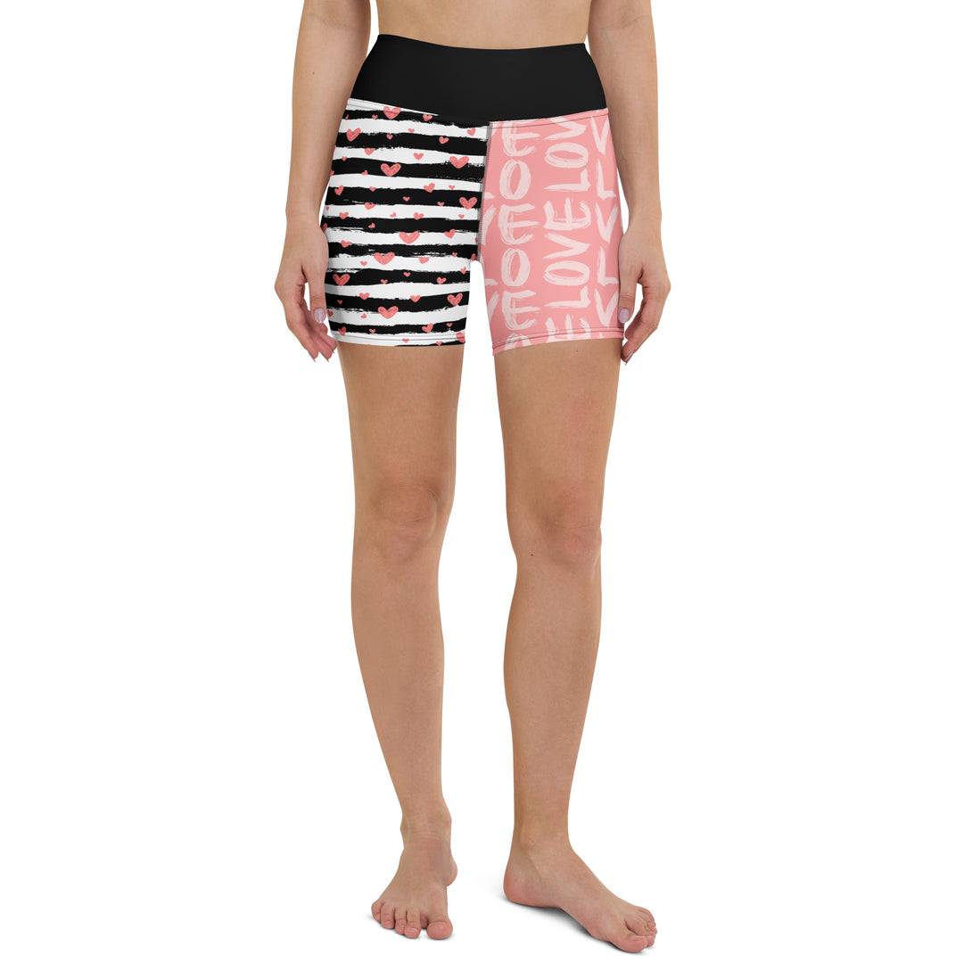 Striped Sweetheart Romance Yoga Shorts