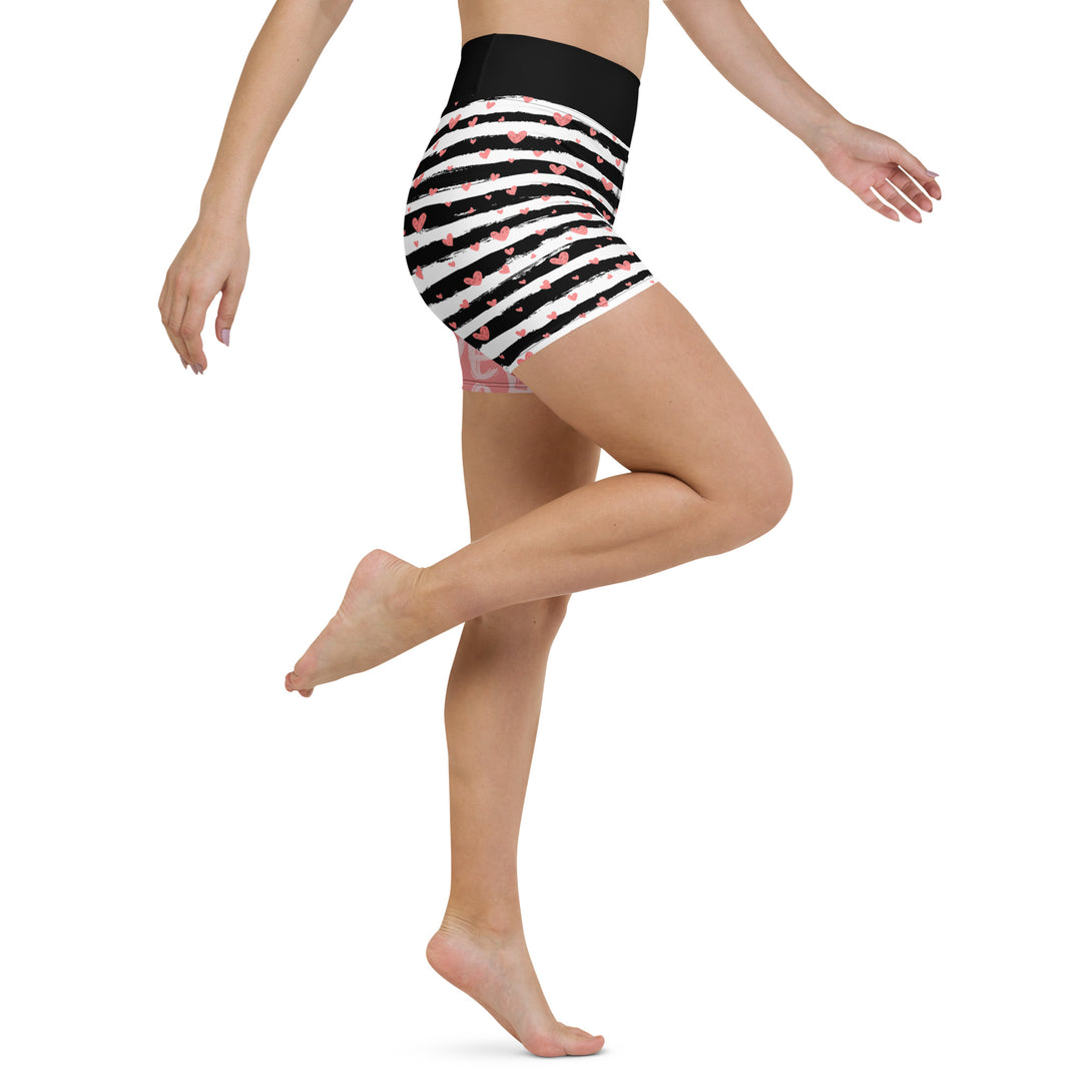 Striped Sweetheart Romance Yoga Shorts