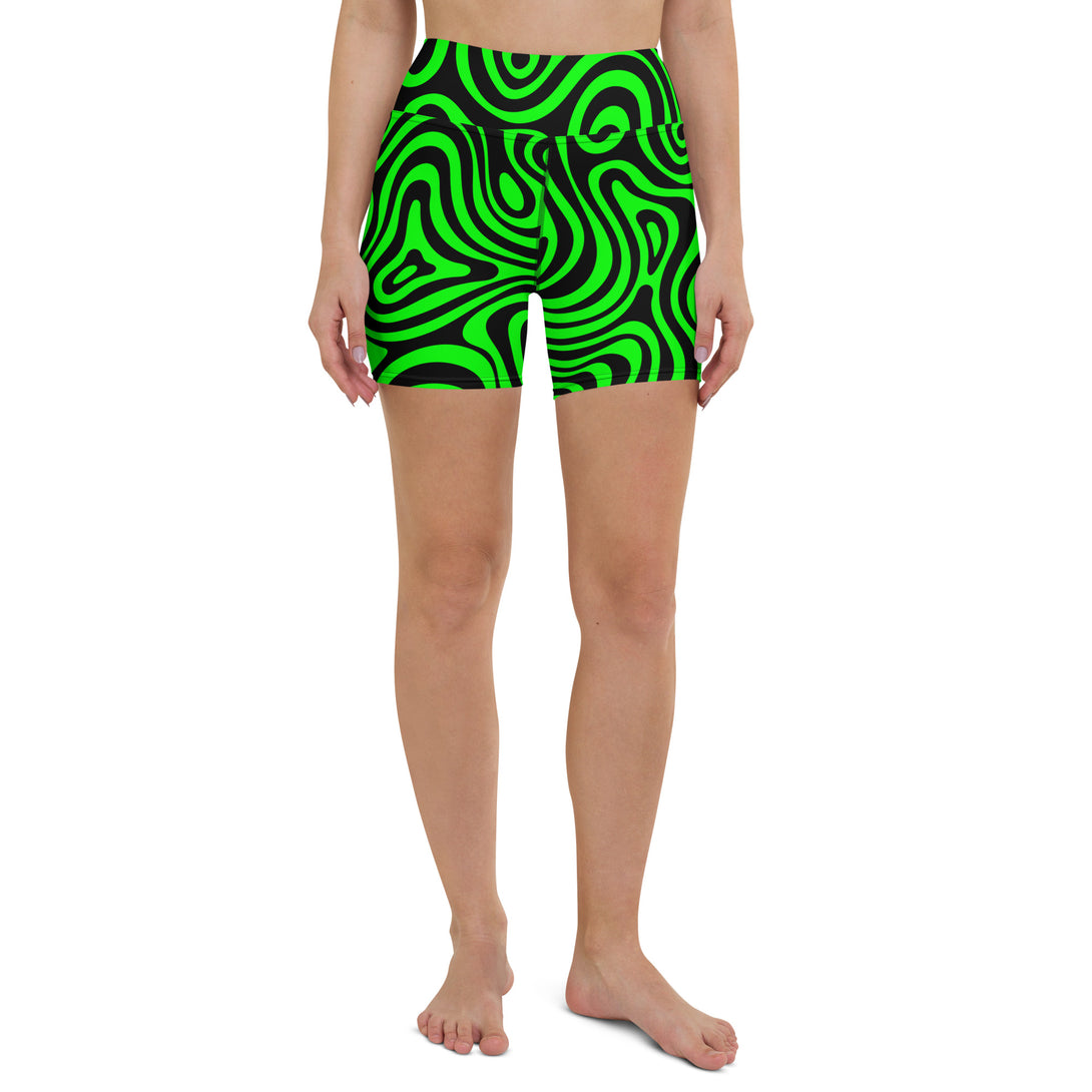 Trippy Terrain Psychedelic Yoga Shorts