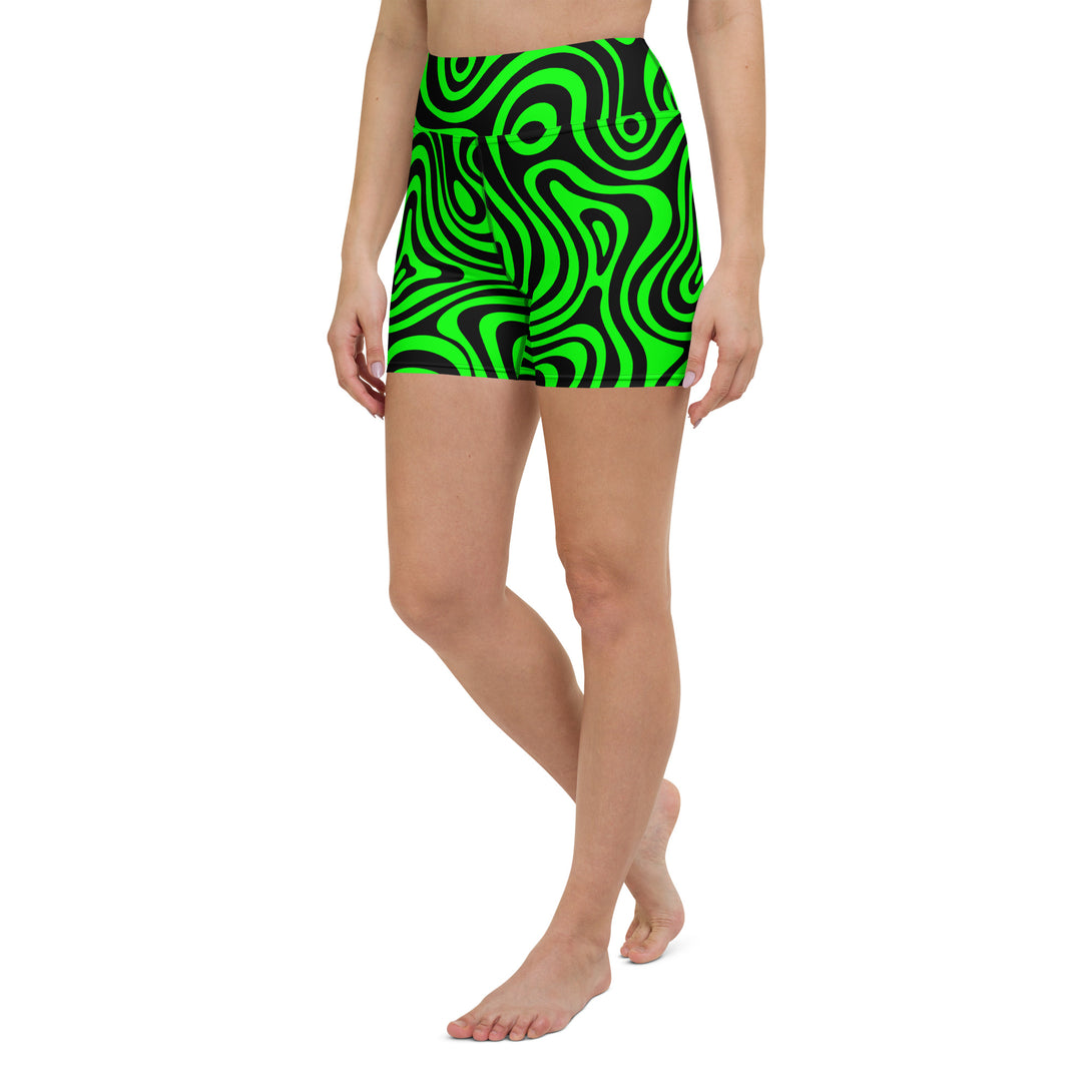 Trippy Terrain Psychedelic Yoga Shorts