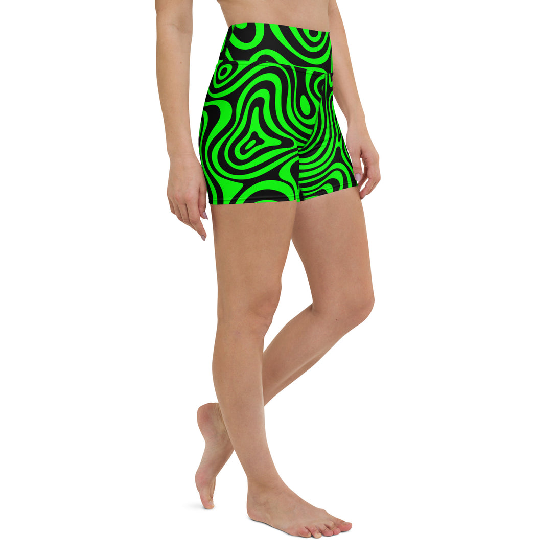 Trippy Terrain Psychedelic Yoga Shorts